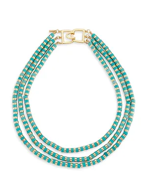 14K-Gold-Plated & Turquoise Beaded Three-Strand Nesting Necklace