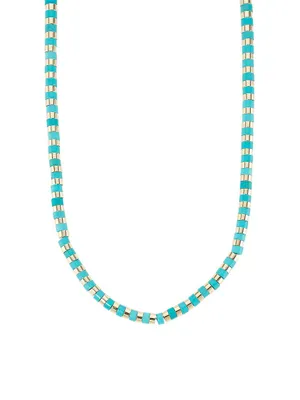 14K-Gold-Plated & Turquoise Beaded Necklace
