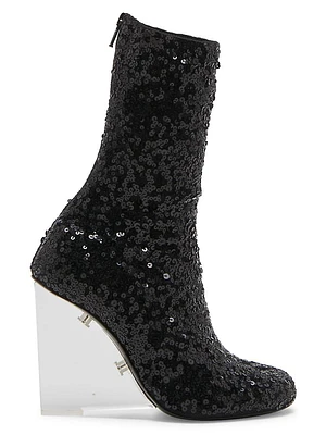 Liquid Sequin Shard Wedge Boots