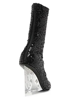 Liquid Sequin Shard Wedge Boots