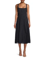 Circle Eyelet A-Line Midi-Dress