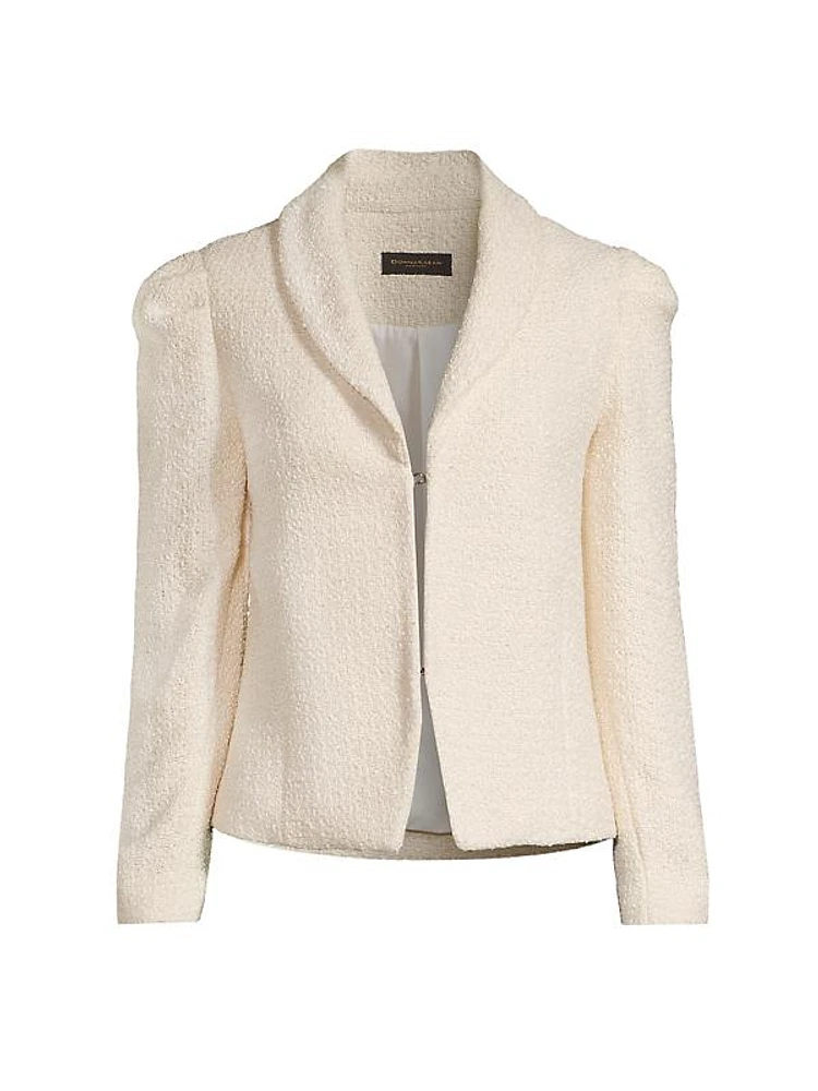 Puff-Sleeve Boucle Jacket