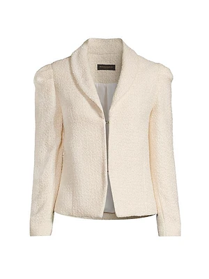 Puff-Sleeve Boucle Jacket