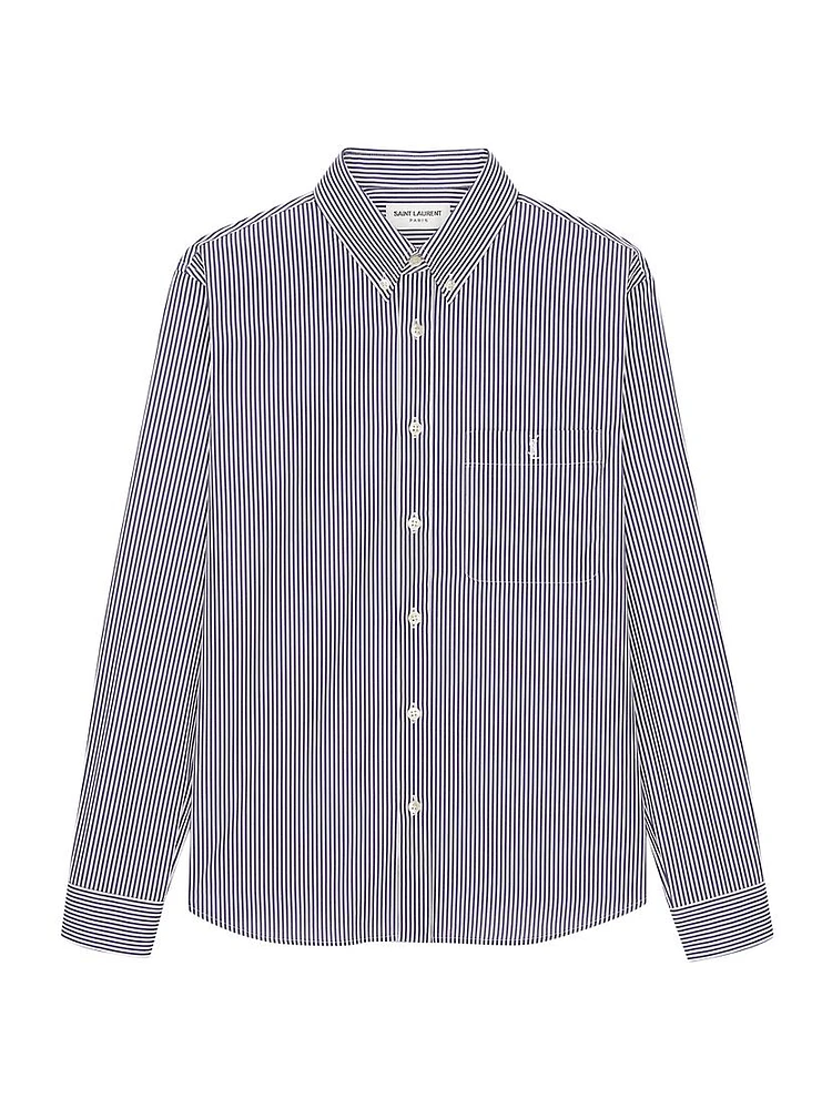 Monogram Shirt Striped Cotton Poplin