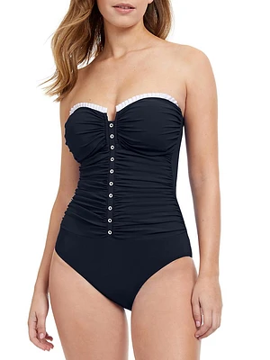 French Pleats Ruched One-Piece