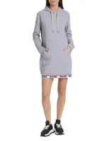 Hooded Logo-Tape Minidress