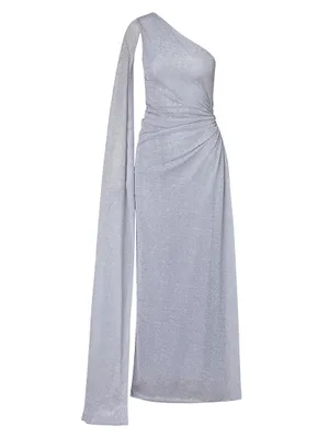 Alma Metallic One-Shoulder Gown