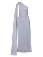 Alma Metallic One-Shoulder Gown