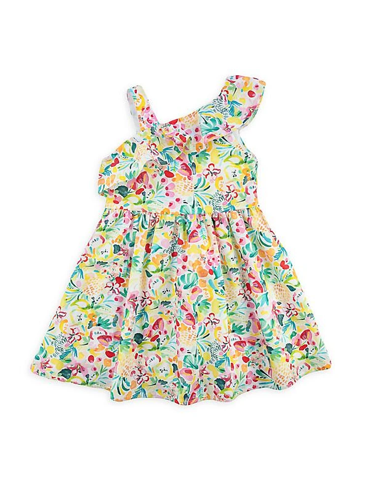 Little Girl's Floral One-Shoulder Dress