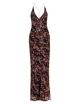 Farne Leopard Silk Slipdress