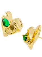 14K-Gold-Filled & Cubic Zirconia Heart Stud Earrings