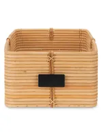 Reeded Rattan Bin