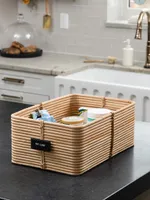 Reeded Rattan Bin