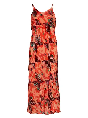 Chalten Isabel Global-Print Crepe Bias-Cut Slipdress