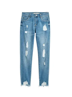 Little Girl's & Distressed High-Rise Skinny Jeans