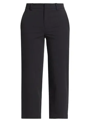 Washed Cotton Mid-Rise Crop Pants