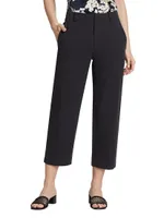 Washed Cotton Mid-Rise Crop Pants