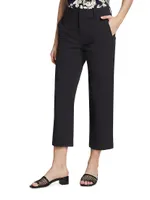 Washed Cotton Mid-Rise Crop Pants