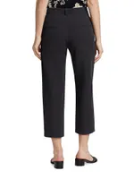 Washed Cotton Mid-Rise Crop Pants