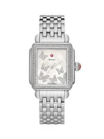 Deco Stainless Steel Diamond Butterfly Watch