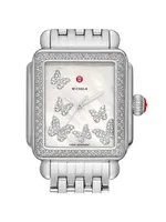 Deco Stainless Steel Diamond Butterfly Watch