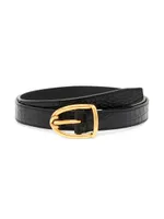 Printed Alligator Angled Buckle Leather Belt