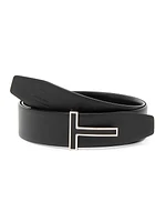 Enamel T Buckle Reversible Leather Belt