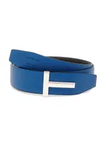 T Buckle Reversible Leather Belt