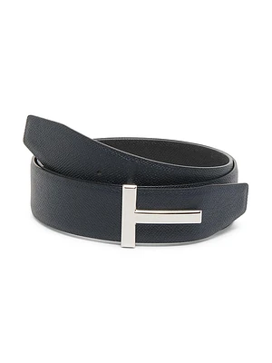 T Buckle Reversible Leather Belt