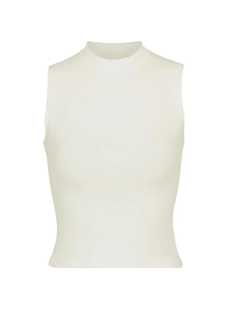 Cotton Jersey Mock Neck Tank