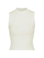 Cotton Jersey Mock Neck Tank