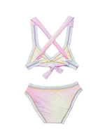 Little Girl's & Girl's 2-Piece Embroidered Bikini