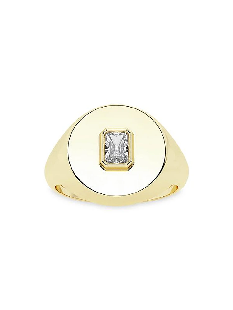 Defining 14K Yellow Gold & 0.16 TCW Lab-Grown Diamond Signet Ring