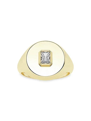 Defining 14K Yellow Gold & 0.16 TCW Lab-Grown Diamond Signet Ring