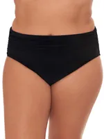 Plus Ruched High-Waisted Bikini Bottom