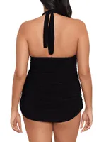 Plus Yvonne Ruched V-Neck Swimdress