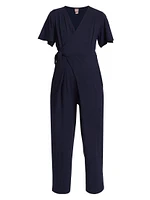 Lucia Flutter-Sleeve Wrap Jumpsuit