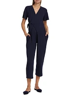 Lucia Flutter-Sleeve Wrap Jumpsuit