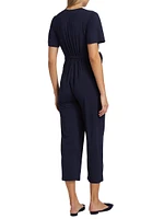 Lucia Flutter-Sleeve Wrap Jumpsuit