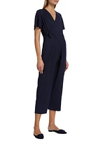 Lucia Flutter-Sleeve Wrap Jumpsuit