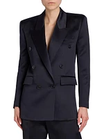 Double-Breasted Blazer Silk Satin