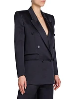 Double-Breasted Blazer Silk Satin