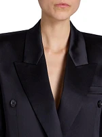 Double-Breasted Blazer Silk Satin