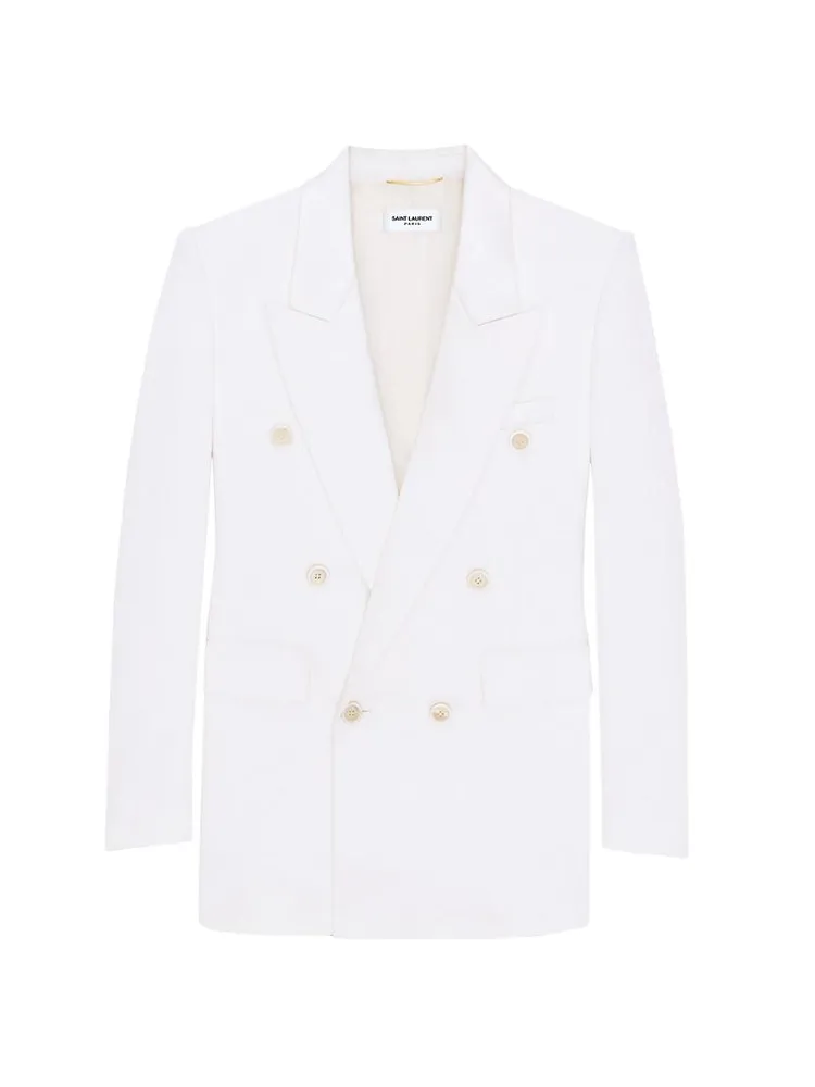 Double-Breasted Blazer Silk Satin