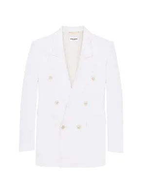 Double-Breasted Blazer Silk Satin