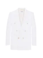 Double-Breasted Blazer Silk Satin