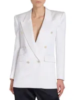 Double-Breasted Blazer Silk Satin