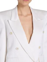 Double-Breasted Blazer Silk Satin