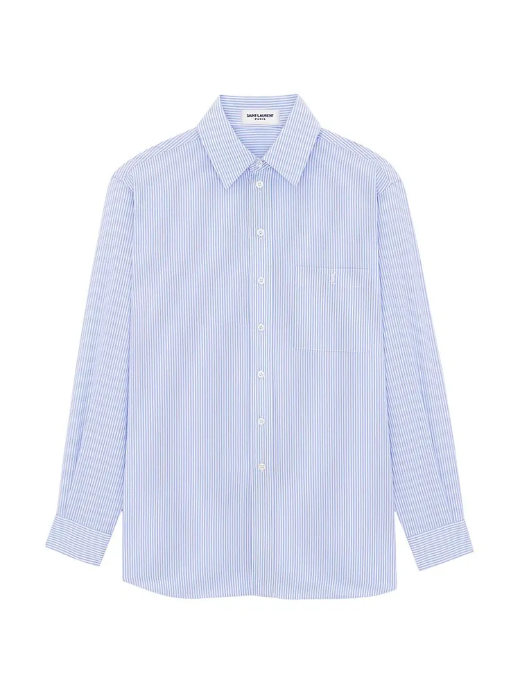 Monogram Shirt Striped Cotton Poplin