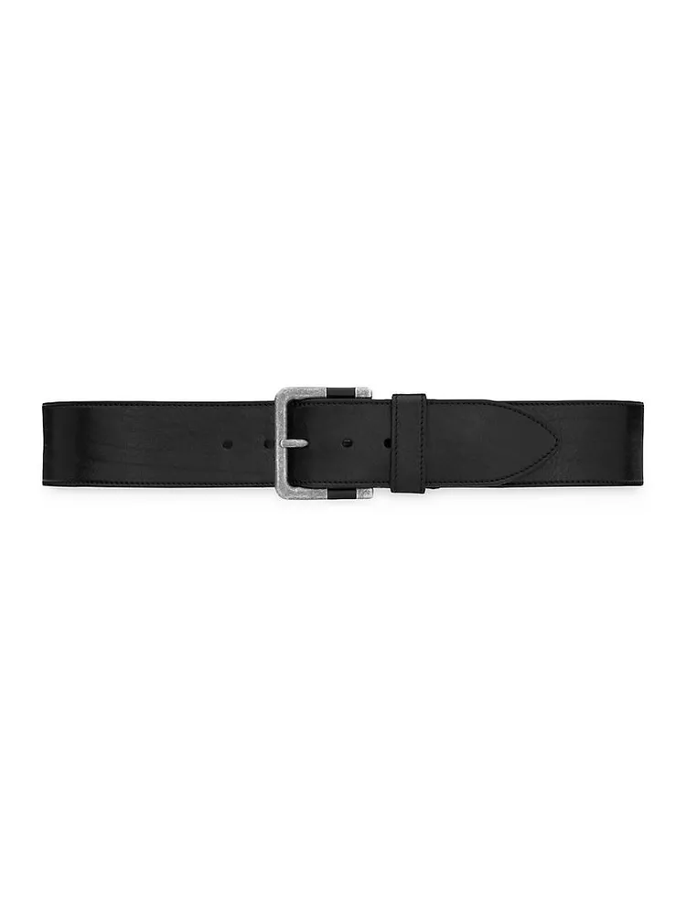 Carree Buckle Wide Belt Vegetable-tanned Leather